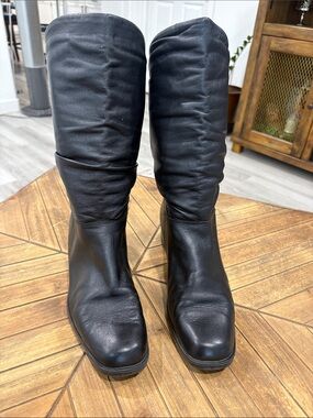Worthington Black Mid-Calf Leather Heeled Boots